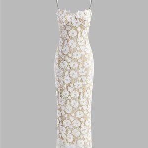 White Floral Lace Slip Dress